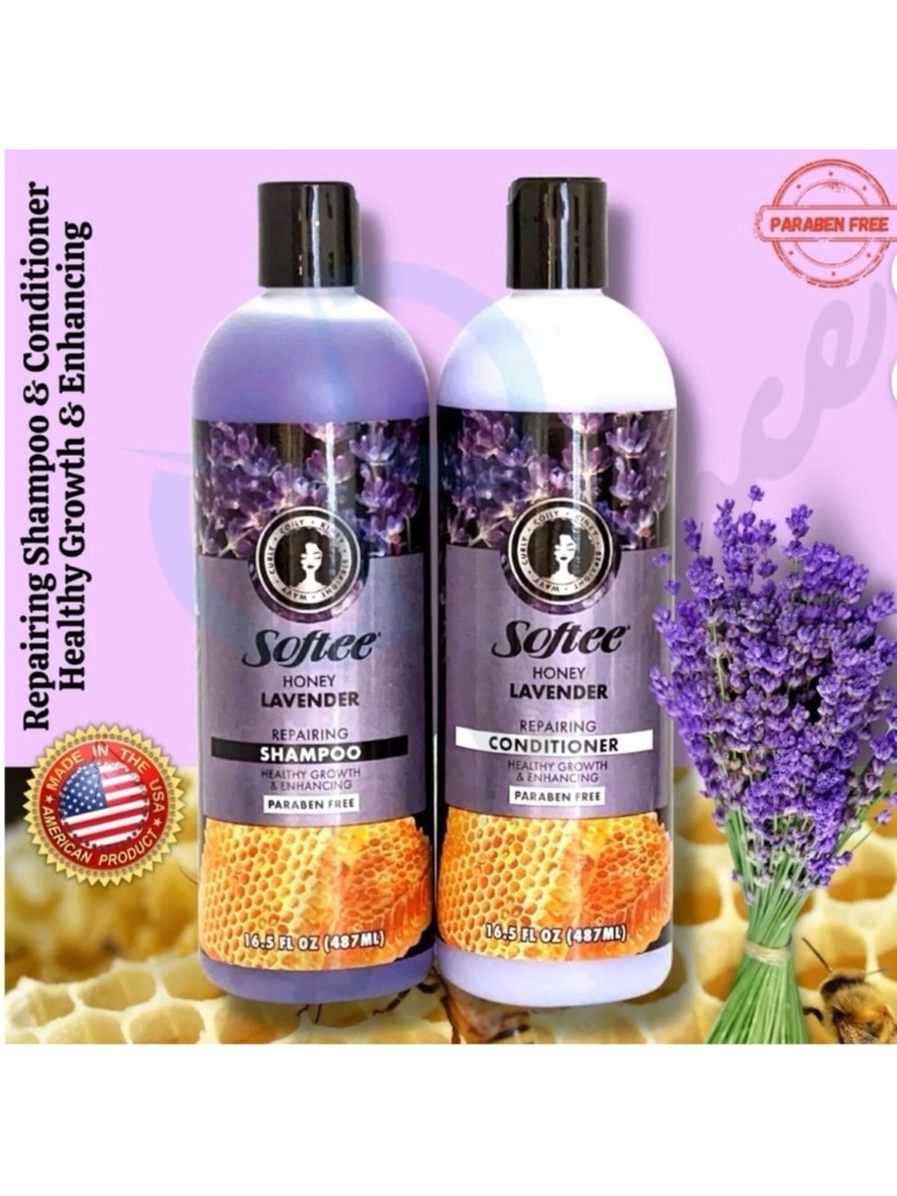 Softee Honey Lavender Healthy Growth Shampoo and Conditioner